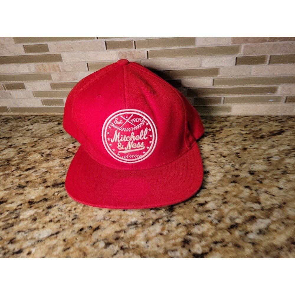 Mitchell & Ness Hat Red Snapback Cap Adjustable One Size Fits All